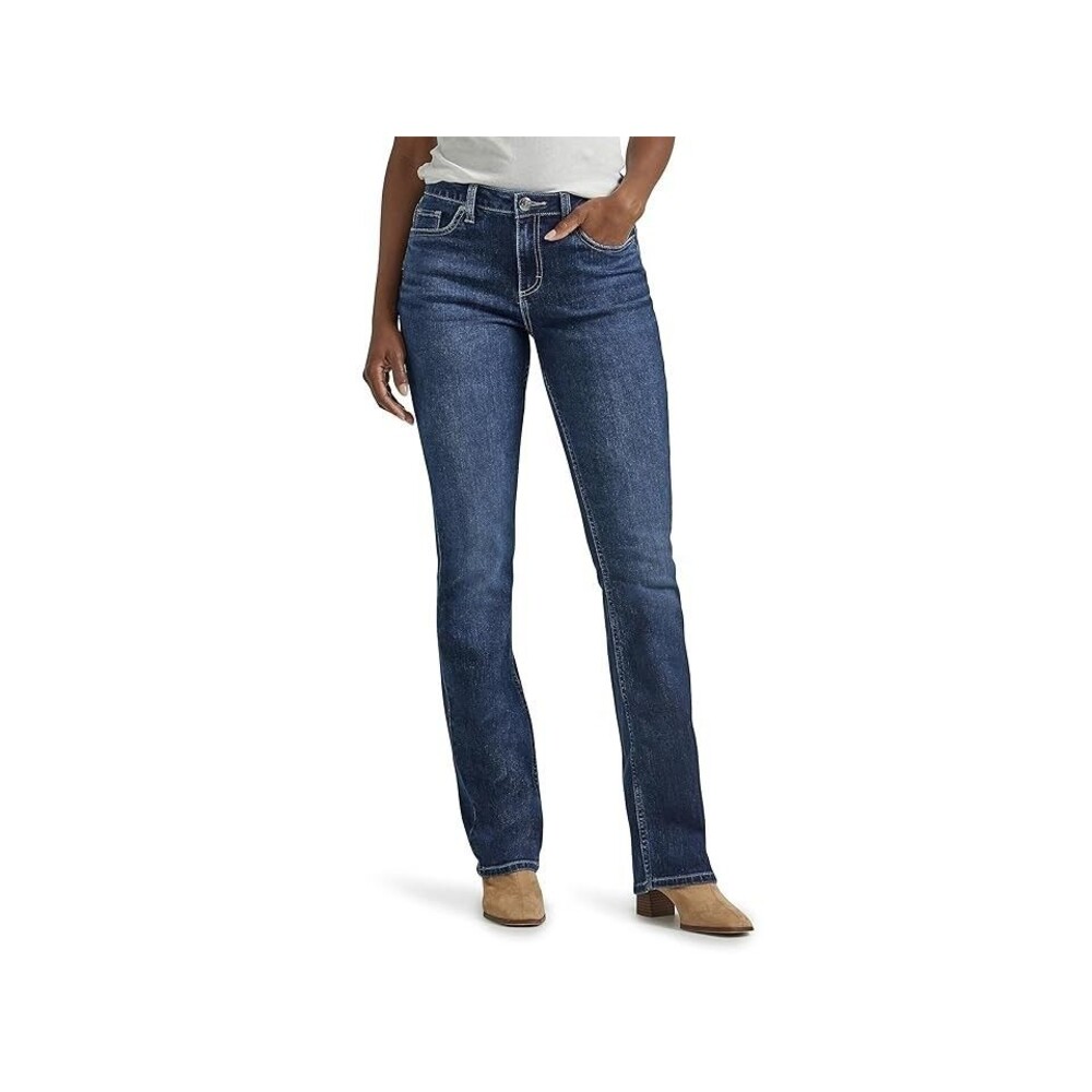 Lee Legendary Midrise Bootcut Jeans Womens 16 Blue Dark Wash Stretch NEW